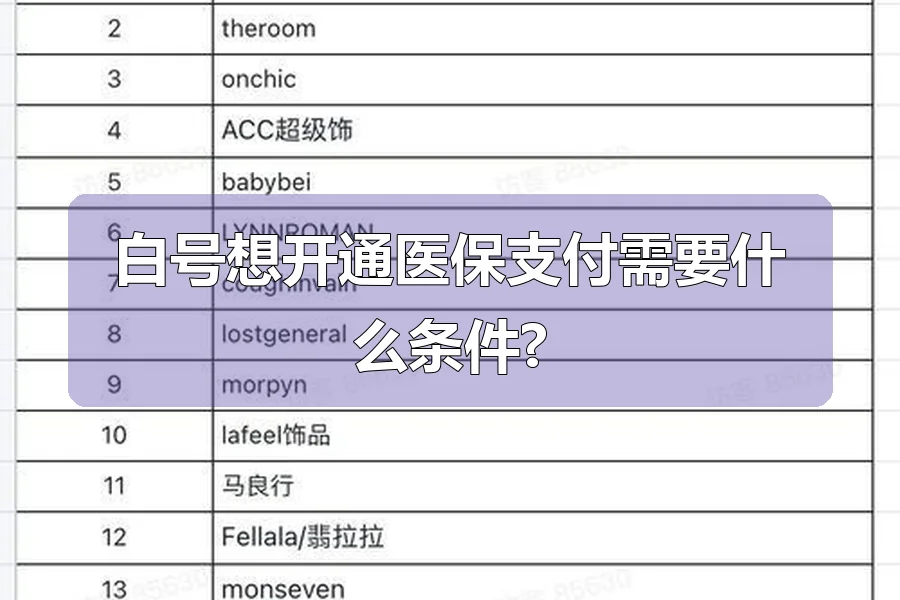 白号想开通医保支付需要什么条件?